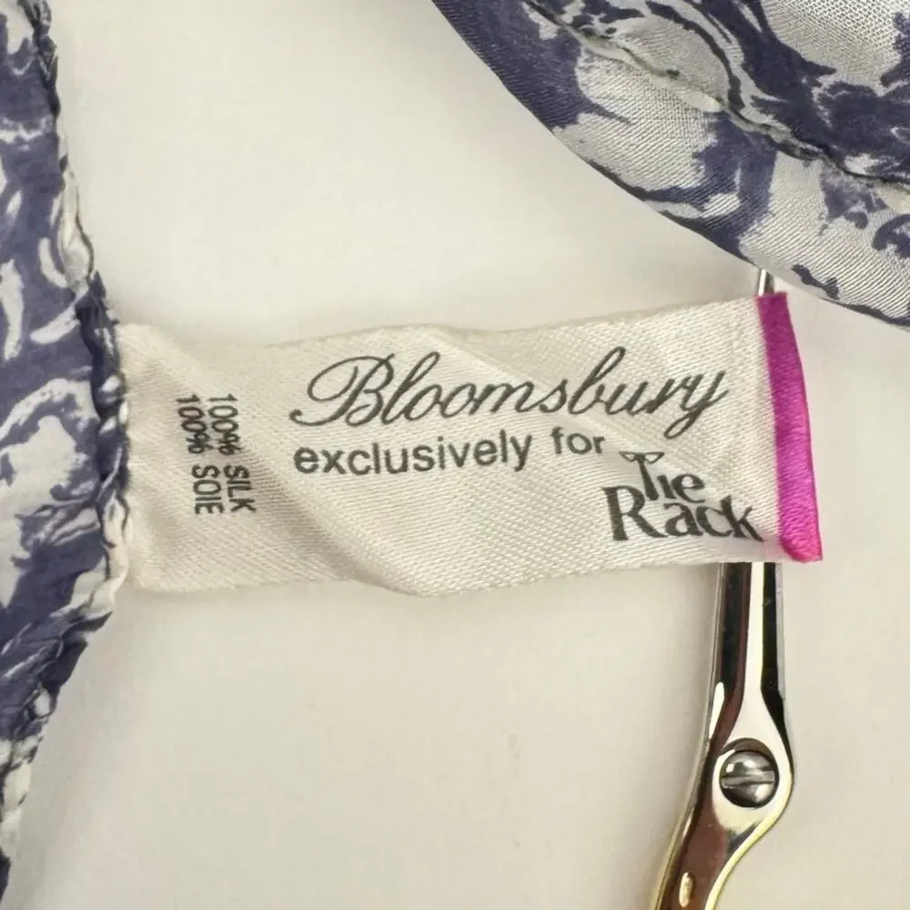 Bloomsbury Blue Floral Light 100% Silk Made in Italy Coquette Scarf Headscarf‎